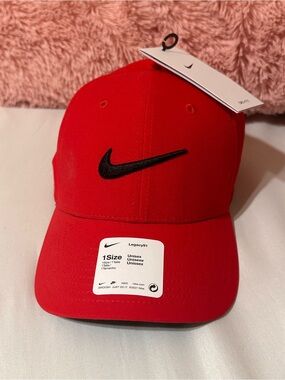 Nike Adult Unisex Red Cap with Black Swoosh